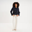 Veste effet tweed boutonn&eacute;e bleu fonc&eacute; femme