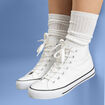 Baskets en toile montantes à lacets blanc femme
