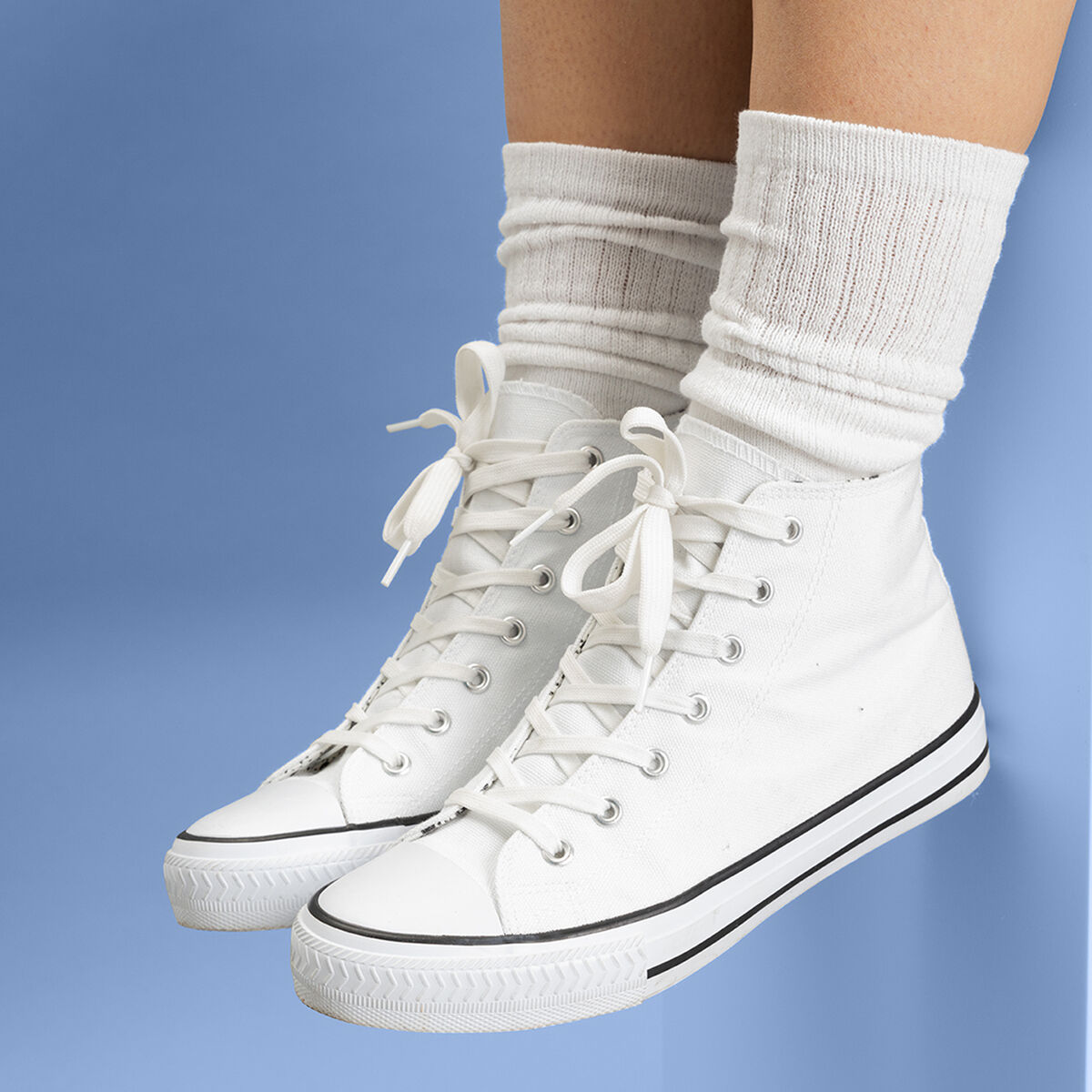 Baskets en toile montantes à lacets blanc femme