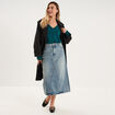 Pull col en V manches longues vert fonc&eacute; femme