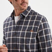Chemise droite manches retroussées bleu foncé homme