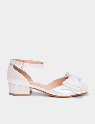 Babies à talons avec noeuds blanc fille