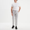 Pantalon jogging droit molleton gris homme