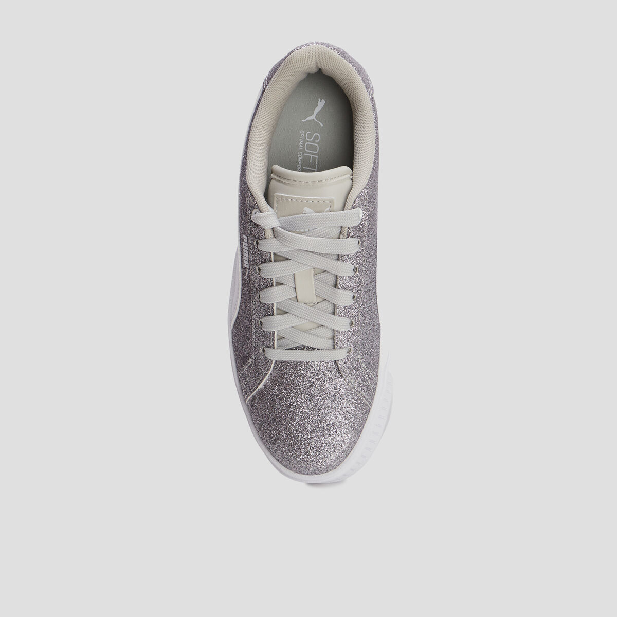 Tennis plateformes à lacets Puma gris argent fille