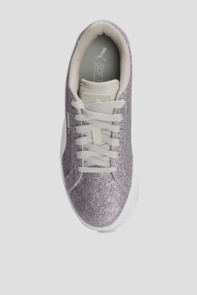 Tennis plateformes à lacets Puma gris argent fille