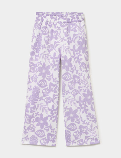 Pantalon taille &eacute;lastiqu&eacute;e effet froiss&eacute; parme fille