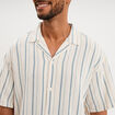 Chemise col cubain manches courtes coton bleu gris homme