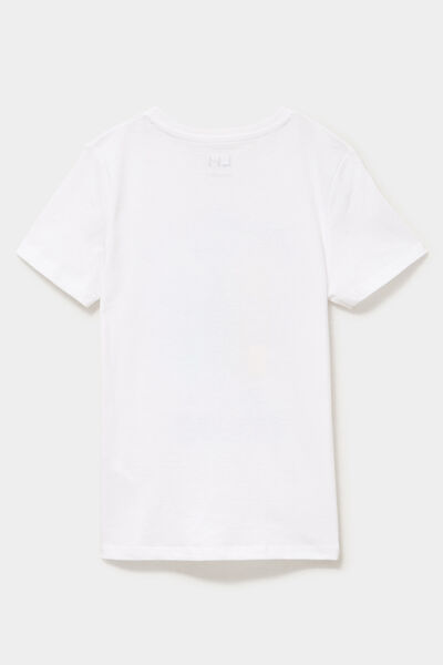 T-shirt droit manches courtes coton blanc gar&ccedil;on