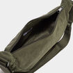 Sac banane effet velours c&ocirc;tel&eacute; vert kaki femme