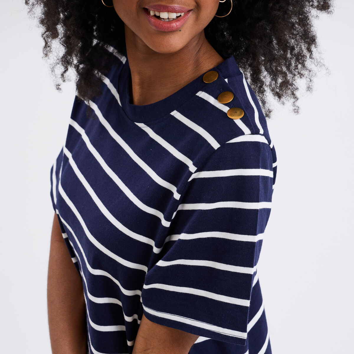Robe t-shirt manches courtes coton ecru femme