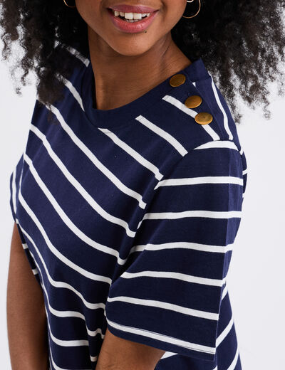 Robe t-shirt manches courtes coton ecru femme