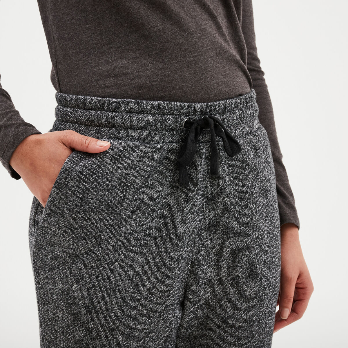 Pantalon jogging taille haute gris femme