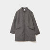 Manteau mi-long droit zippé col mao gris foncé femme grande taille