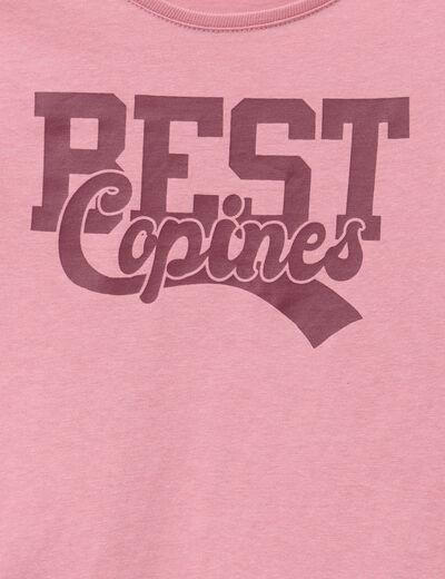T-shirt col rond manches longues coton vieux rose fille
