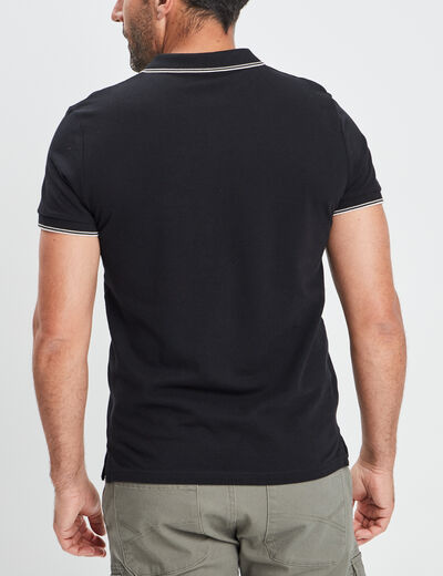 Polo manches courtes bords contrastés noir homme