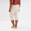 Pantacourt chino lin mélangé beige femme grande taille