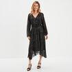 Robe longue évasée asymétrique noir femme