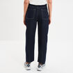 Jean balloon taille haute cropped coton denim brut femme