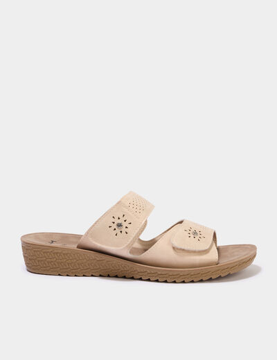 Mules &agrave; talons avec brides sable femme