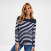 T-shirt manches longues col rond coton bleu marine femme