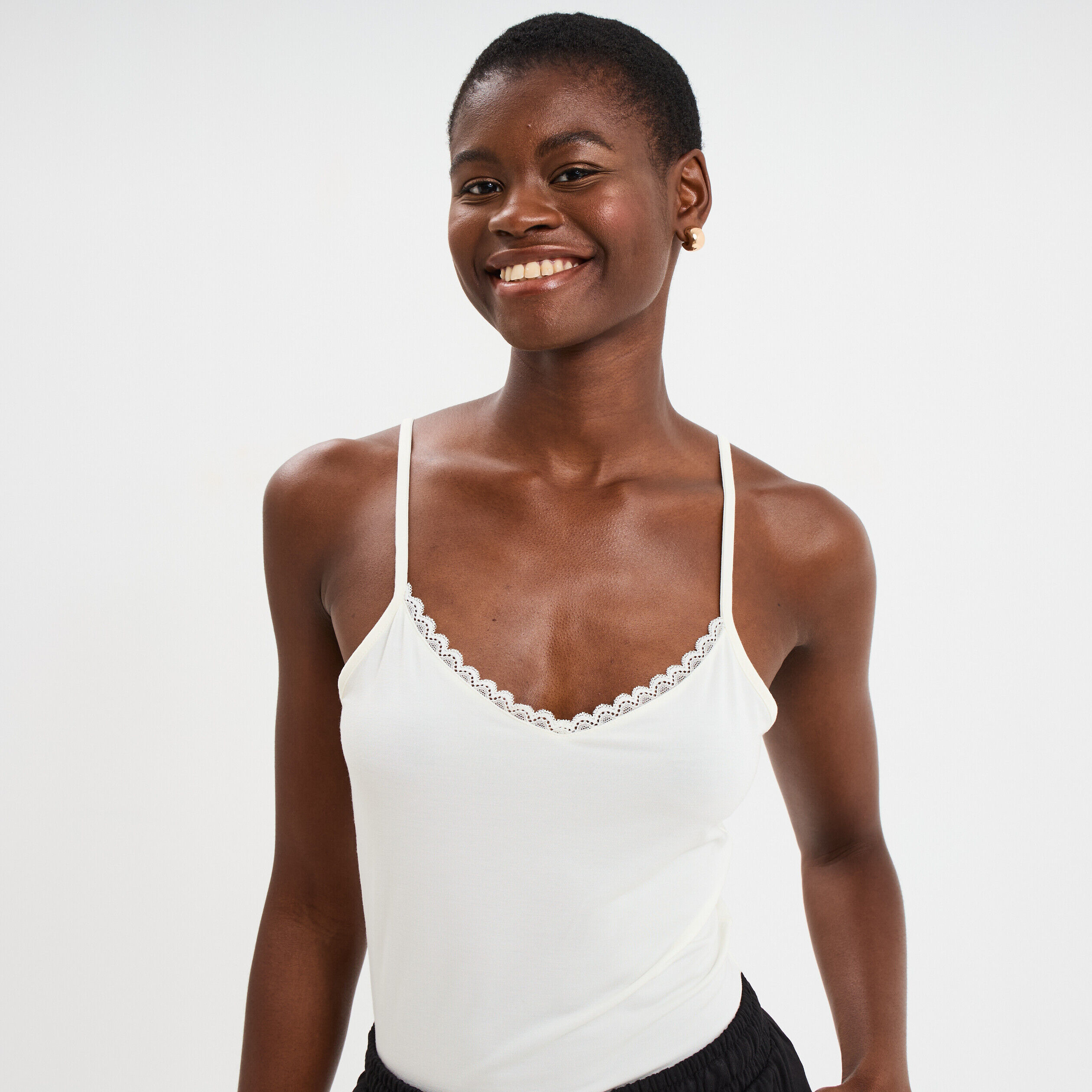 Débardeur thermique bretelles fines ecru femme LH