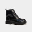 Boots crant&eacute;es vernies &agrave; paillettes noir fille