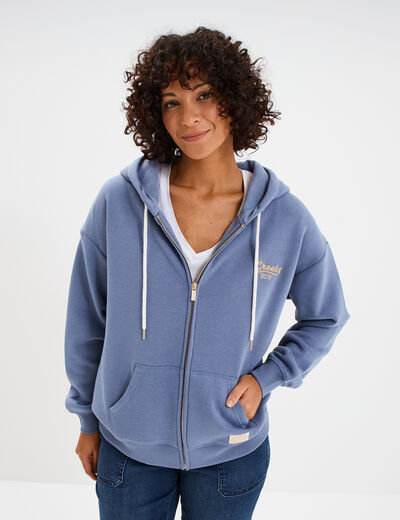 Sweat zippé à capuche Creeks Original bleu gris femme