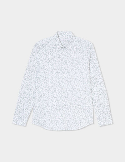 Chemise ajustée col français blanc homme