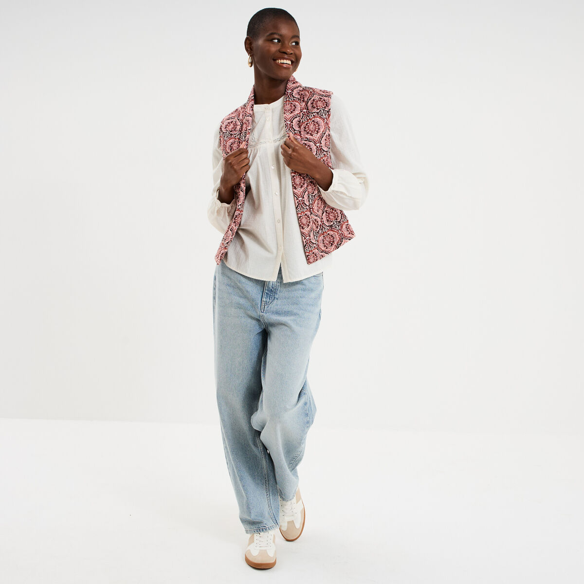 Veste sans manches matelass&eacute;e marron chocolat femme