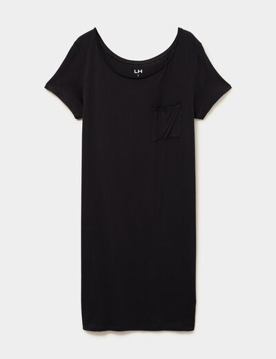 Chemise de nuit manches courtes noir femme