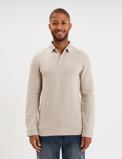 Polo manches longues gris clair homme