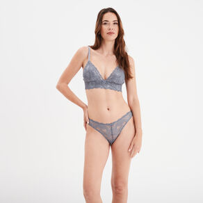 Culotte en dentelle bleu gris femme