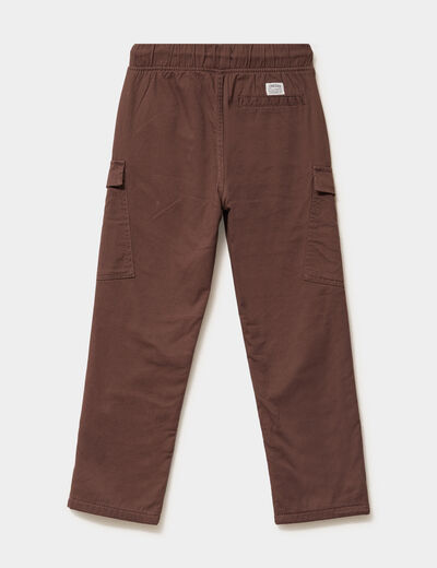Pantalon cargo regular coton majoritaire marron fonc&eacute; gar&ccedil;on