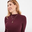 Pull ajusté côtelé col montant prune femme