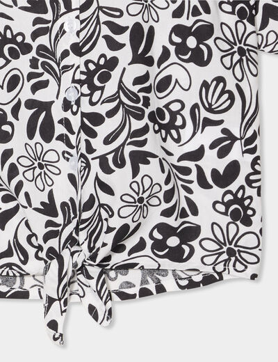 Chemise nouée manches courtes ecru fille