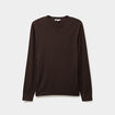Pull droit col rond coton m&eacute;lang&eacute; marron fonc&eacute; homme