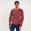 Pull en maille textur&eacute;e col rond vieux rose homme