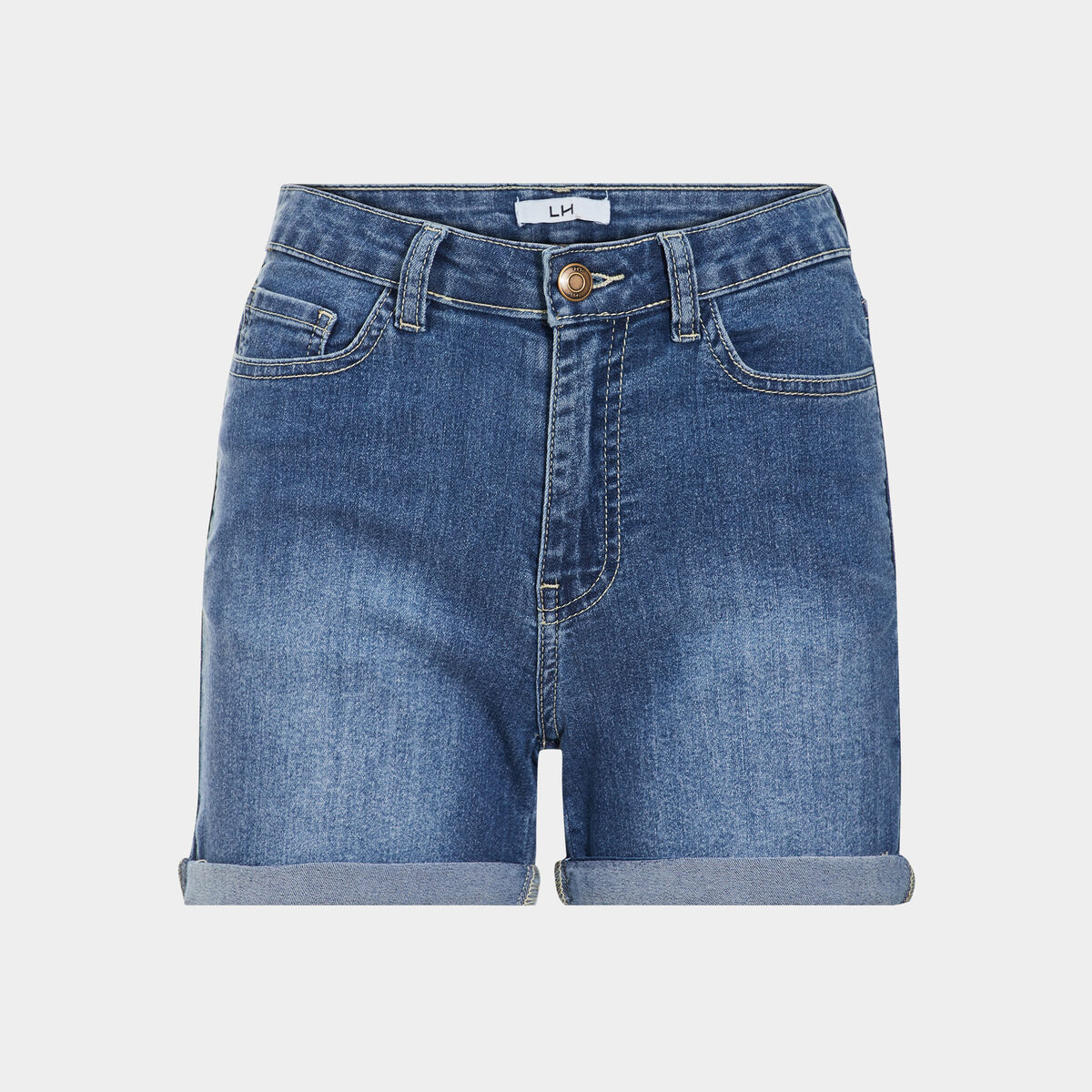 Short skinny 5 poches en jean denim double stone femme
