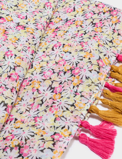 Foulard &agrave; pampilles multicolore femme