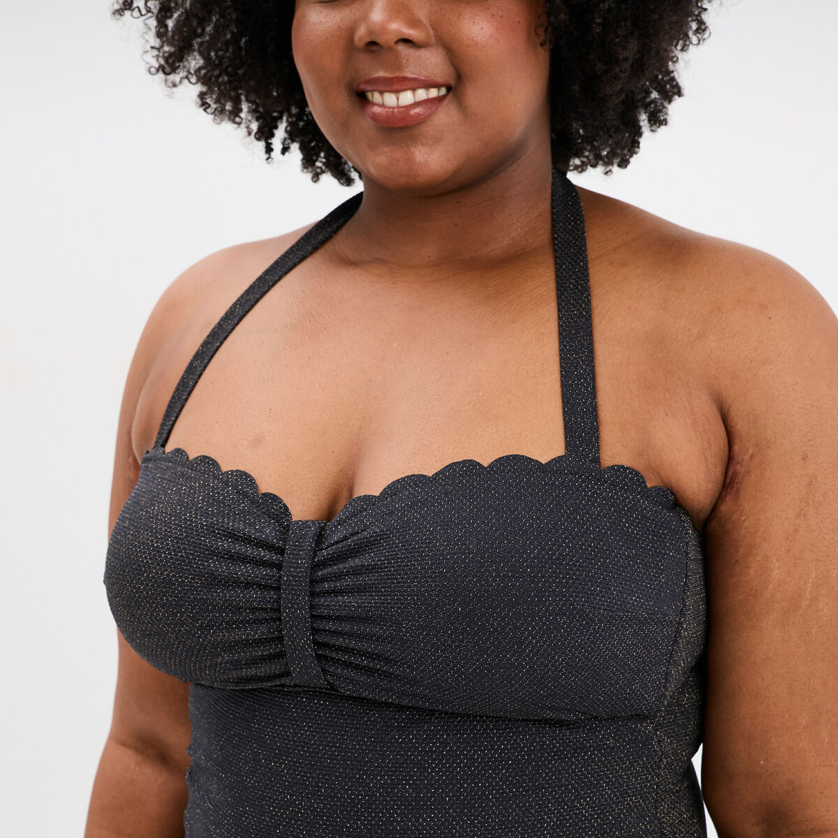 Maillot de bain une pièce balconnet noir femme grande taille