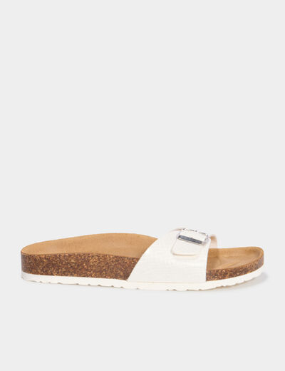 Mules anatomiques &agrave; bride avec boucle blanc femme