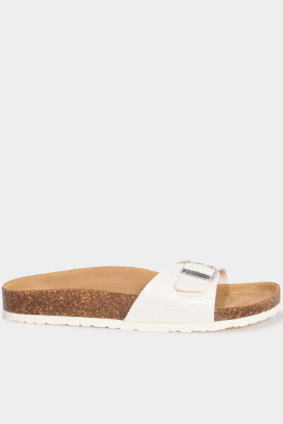 Mules anatomiques &agrave; bride avec boucle blanc femme