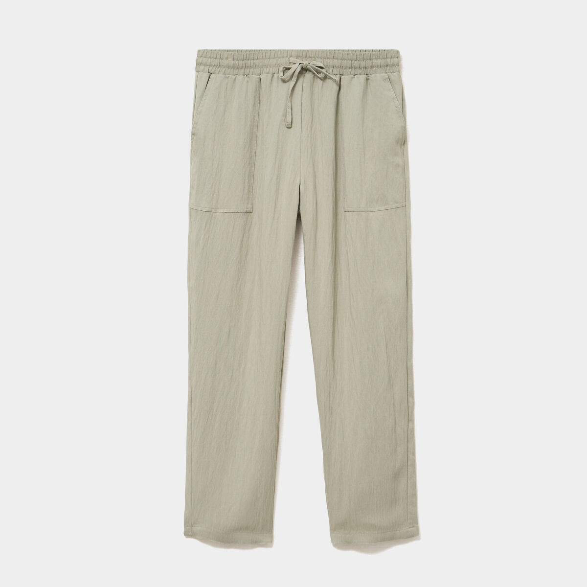 Pantalon fluide carotte &eacute;lastiqu&eacute;e vert kaki femme