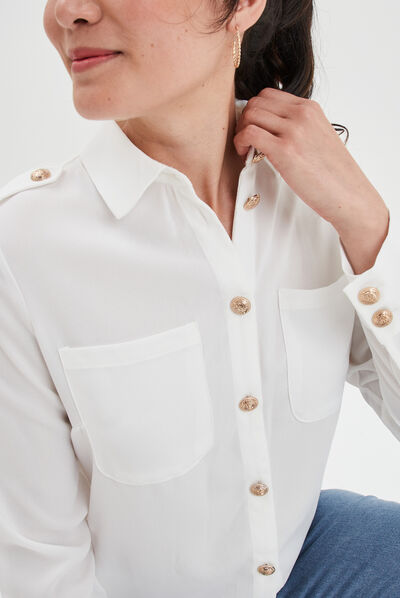 Chemise manches longues Mosquitos blanc femme