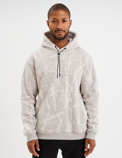 Sweat hoodie à capuche manches longues gris clair homme