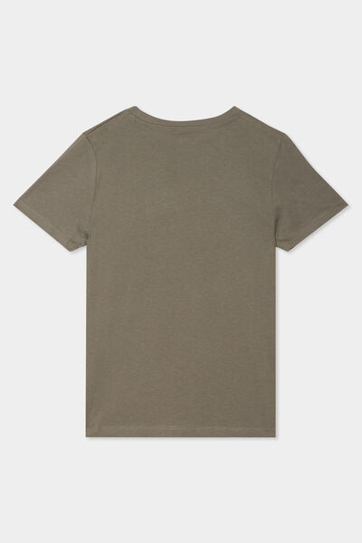 T-shirt en coton manches courtes vert kaki gar&ccedil;on