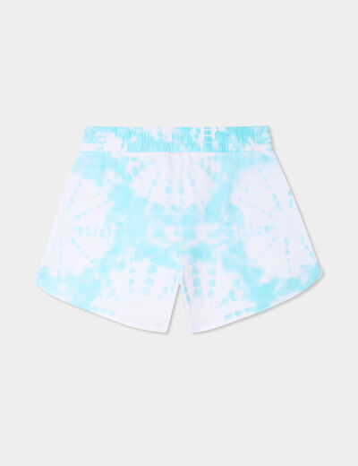Short taille élastiquée coton Vaiana bleu turquoise fille