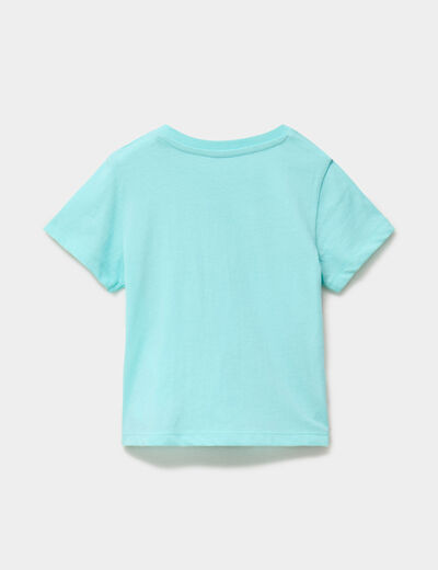 T-shirt manches courtes coton bleu turquoise b&eacute;b&eacute; gar&ccedil;on