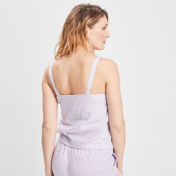 Blouse en lin bretelles larges parme femme