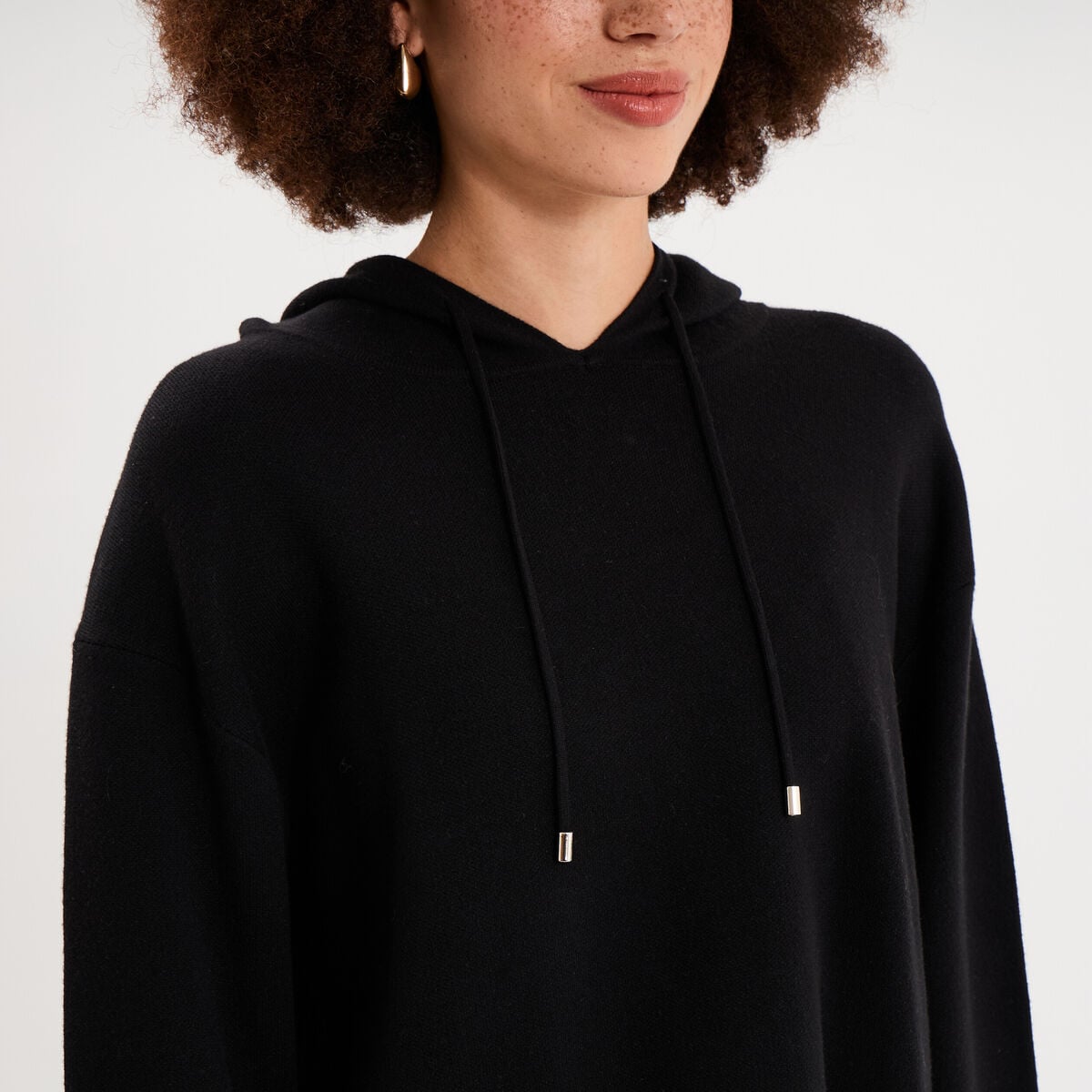 Sweat &agrave; capuche hoodie oversize noir femme